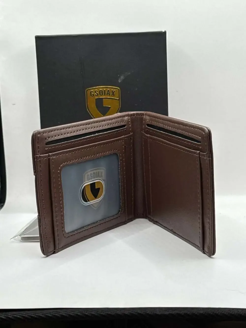 GSOIAX Mens Slim Bifold Wallet Leather Minimalist RFID Blocking with Money Clip